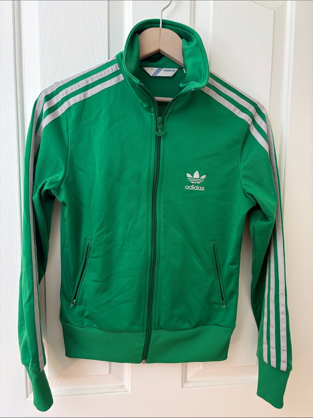 Vintage adidas Green Track Jacket with White Stripes